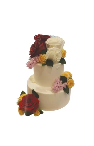 混色玫瑰花雙層蛋糕