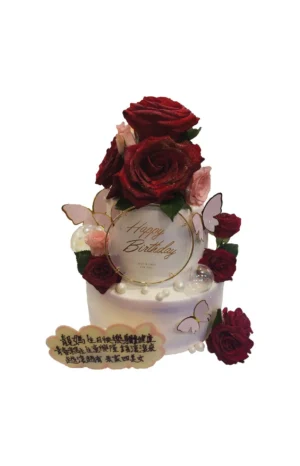 玫瑰花蝴蝶蛋糕