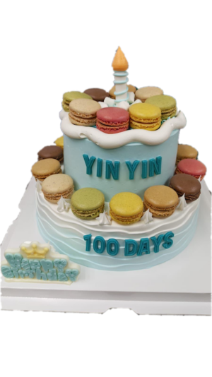 蠟燭頭馬卡龍雙層蛋糕